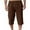 Coffee, variant on Havenre Men's Linen Capri Shorts Lightweight Casual Baggy Knee Length 3/4 Pants Summer Drawstring Beach Pants Lounge Shorts with Pockets Green S