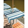 thumbnail image 6 of Outdoor Tablecloth with Umbrella Hole, Blue Teal Ombre Grey Striped Spillproof Waterproof Outdoor Table Cover, Farmhouse Stripe Modern Patio Tablecloths for Party/Garden/Picnic, Square 60"x60", 6 of 9