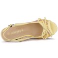 thumbnail image 4 of Sandalias De Cuña Tacones De Plataforma De Madera Lazo De Encaje Para Mujeres Beige Morado 37.5, 4 of 6