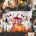 thumbnail image 6 of Fall White Orange Pumpkin Placemats Set of 8 Brown Eucalyptus Leaves Thanksgiving Flower Heat Insulated Linen Place Mats, Washable Stain-Proof Table Mats for Dining Tables Holiday Decor 13x19inch, 6 of 9
