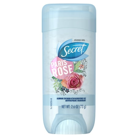 - Secret Fresh Antiperspirant and Deodorant Clear Gel, Paris Rose, 2.6 Oz.