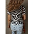 thumbnail image 2 of Women's Black Checker Mesh Crew Neck T-Shirt - Stylish and Lightweight | [ZhiHiMeRi] | (US 12-14)L, 2 of 10