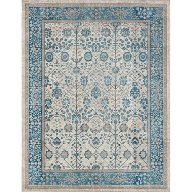 Unique Loom Tapis de Zone Frontalière Complexe Salzburg 10' x 13' Rectangle Beige/bleu