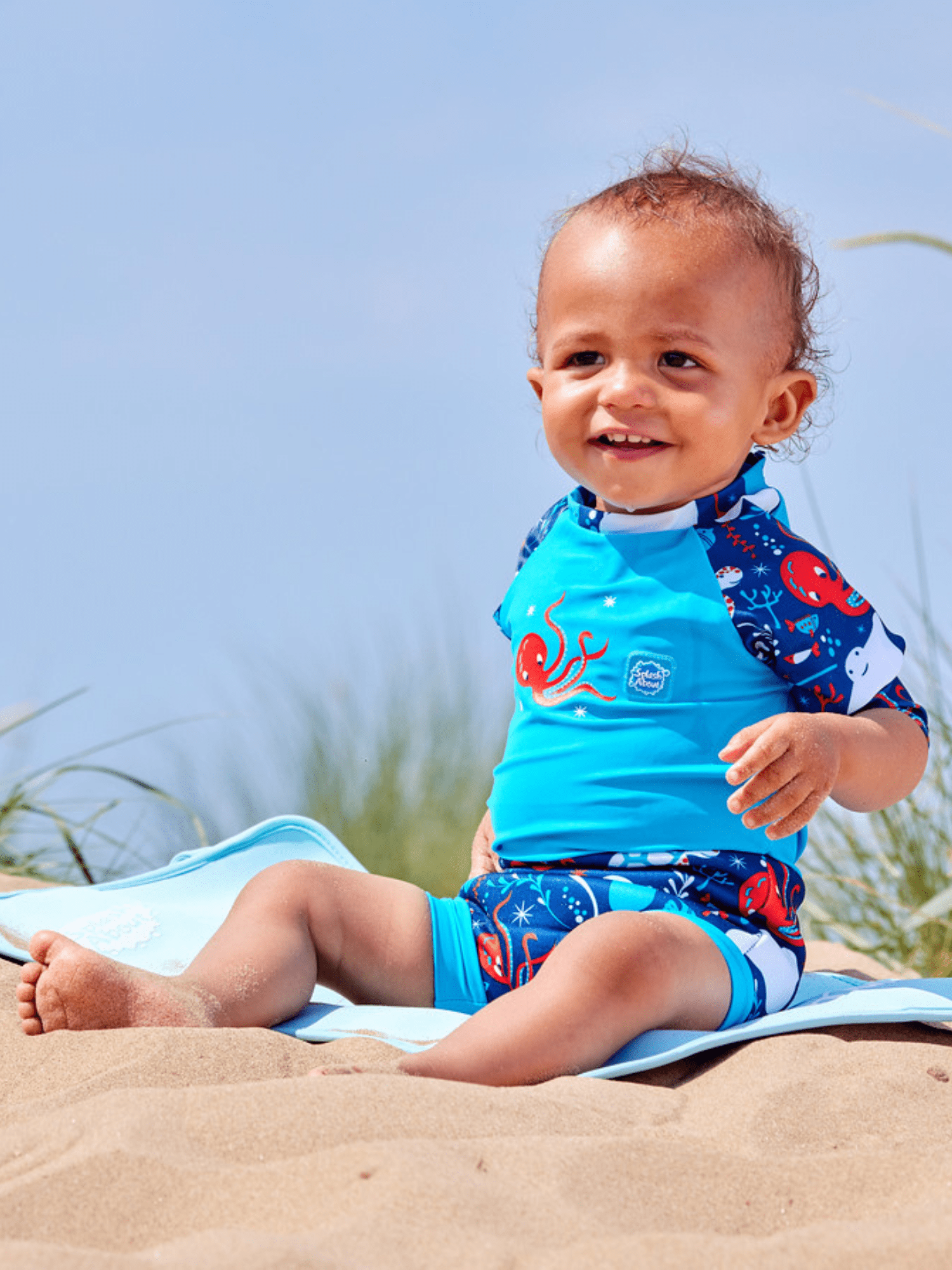 Splash About Baby Boy's Happy Nappy Sunsuit One-piece swimsuit with Swim Diaper - Under the Sea, 6-14 Months