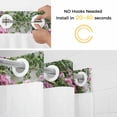thumbnail image 2 of Pink Flower No Hooks Shower Curtain with Snap-in Liner Spring Beautiful Floral Leaf Vine Plant White Wall Shower Curtains for Bathroom, Waterproof, Easy Install, Washable 72"x78", 2 of 9