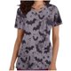 thumbnail image 1 of Tops Cortos para las Mujeres, Halloween Impreso en Cuello en V con Bolsillo, Moda Casual Manga Corta, 1 of 5