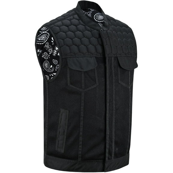 Daniel Smart Motorcycle Riding Vest – Premium Mesh Textile Biker Vest for Men with Diamond Quilted Design and Utility Storage Pockets