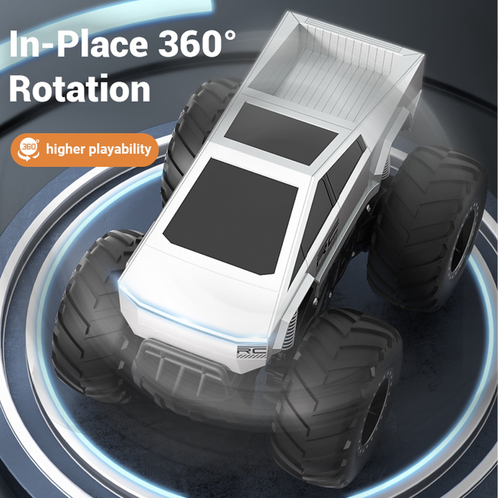 Amphibious Remote Control Car, 4WD Off-Road RC Truck with Dual Batteries, 2.4GHz Waterproof All Terrain RC Vehicle with LED Lights