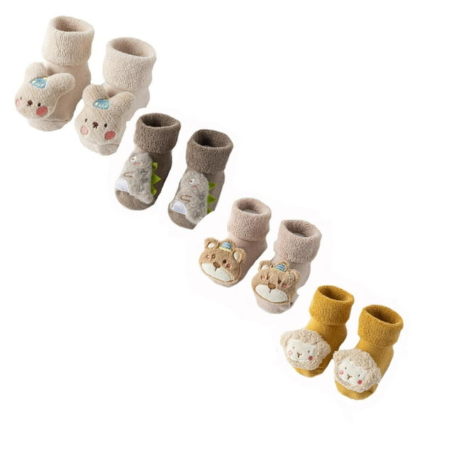 WEAIXIMIUNG Baby Winter Socks Glue Dispensing Floor Socks Floor Crawling Socks pack 4