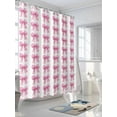 thumbnail image 3 of Pink Bow Ribbon Shower Curtain Set, Waterproof Shower Curtains for Bathroom, Bowknot Bow Tie Aesthetics Minimalist Washable Fabric Cloth Bath Curtain for Bathtub Decoration with Hooks 72x78 Inches, 3 of 6