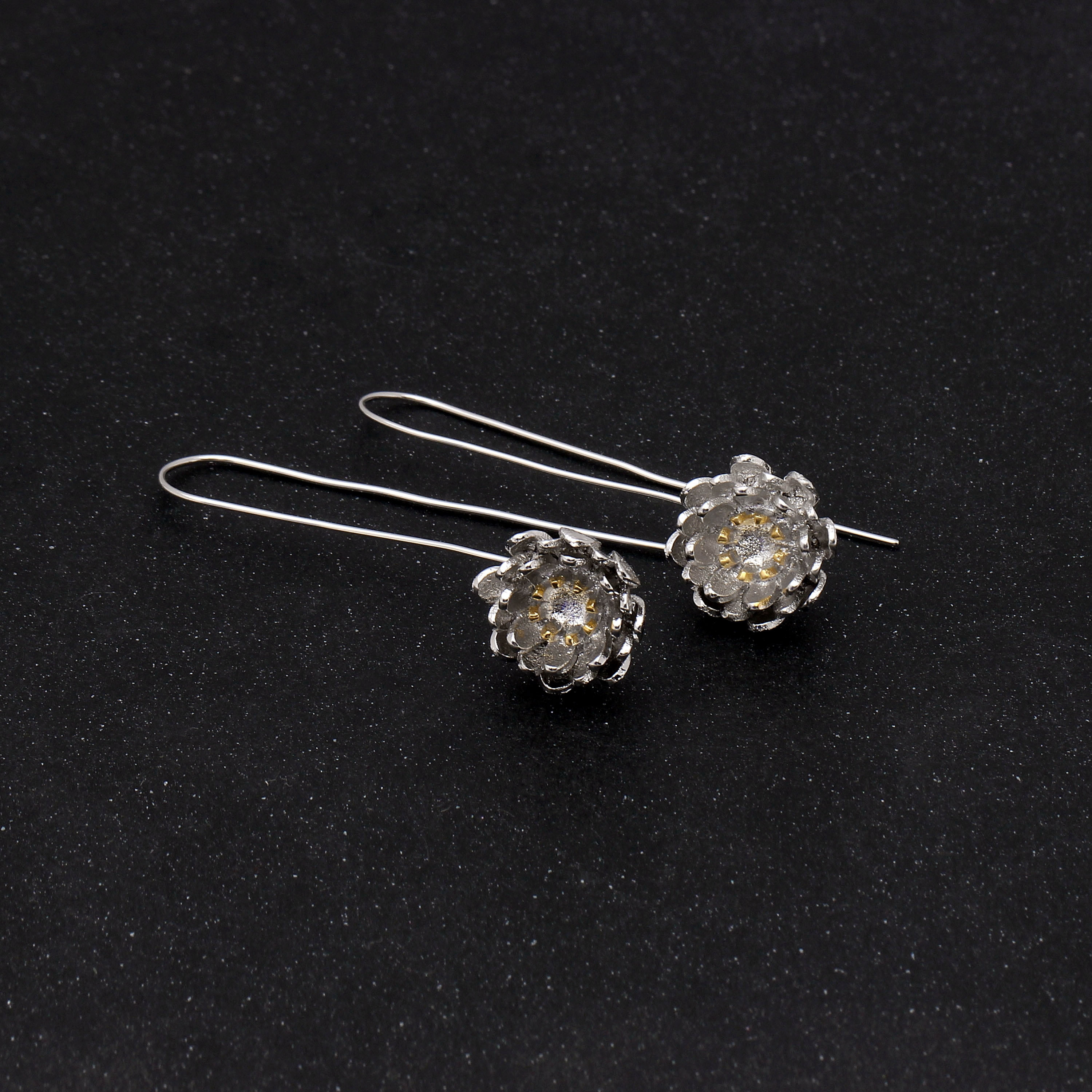 Flower Drop Long Earrings for Women Dangle Hook Gold Plated Ginger Lyne Collection
