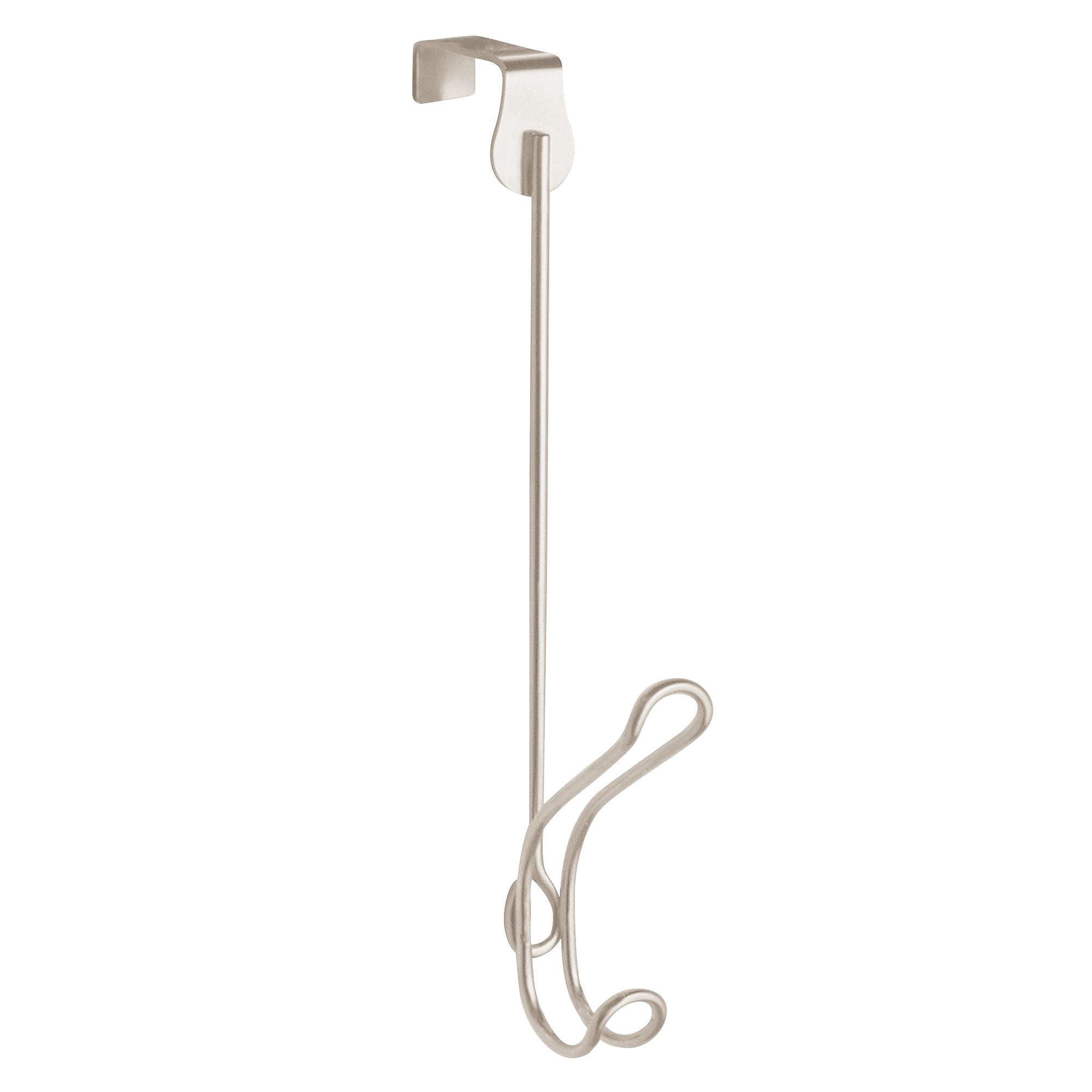 Mainstays Classico Steel Over-the-Door Storage 2 Hook Rack, 4.25" x 0.9" x 10.75", Satin