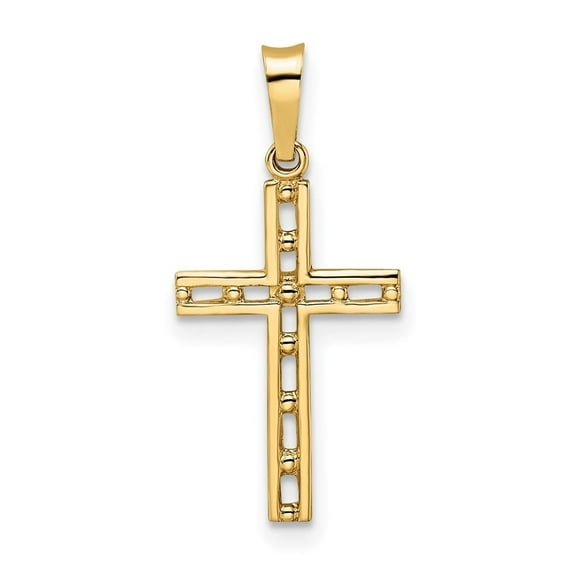 Auriga Fine Jewelry 14K Yellow Gold Polished Solid Cross Pendant for Women (L - 23.71mm, W - 11.34mm)