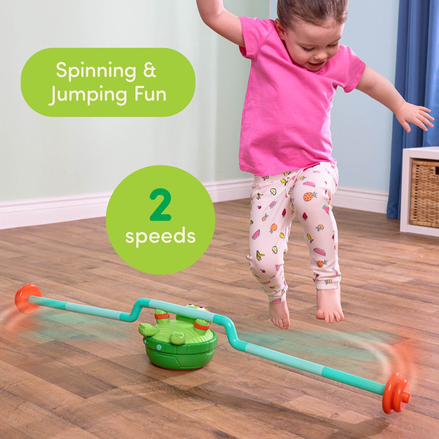 Battat Spin & Skip Musical Turtle Rotating Jump Toy with 7 Included Bars for Ages 3+