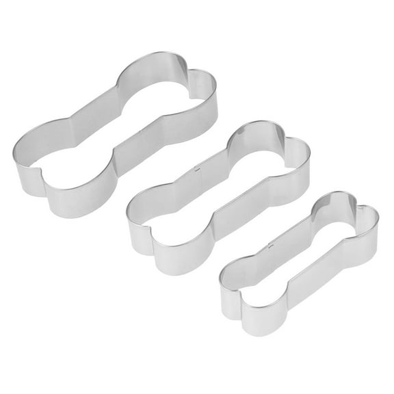 3 Pcs Dog Bone Cookie Cutter Set Stainless Steel DIY Baking Mold For Halloween Christmas Birthday Party