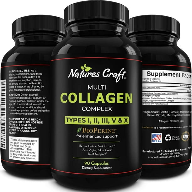 Pure Collagen and Biotin 5000mcg Supplement - Multi Collagen Capsules