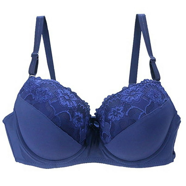 Winter Savings Clearance! PEZHADA Bras for Women,Women's Sexy Seamless Push  Up Lace Sports Bra Comfortable Breathable Base Tops Underwear Dark Blue XL