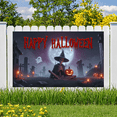 thumbnail image 6 of Orange Theme Halloween Banner Witch Hat Skull Decoration Fabric Material for Halloween Party Outdoor Decoration Indoor Decoration, 6 of 9