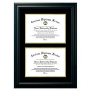 Campus Images  11 x 14 in. Double Degree Satin Black Certificate Frame with Black & Gold Mats