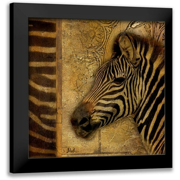 Pinto, Patricia 12x12 Black Modern Framed Museum Art Print Titled - Elegant Safari I - Zebra