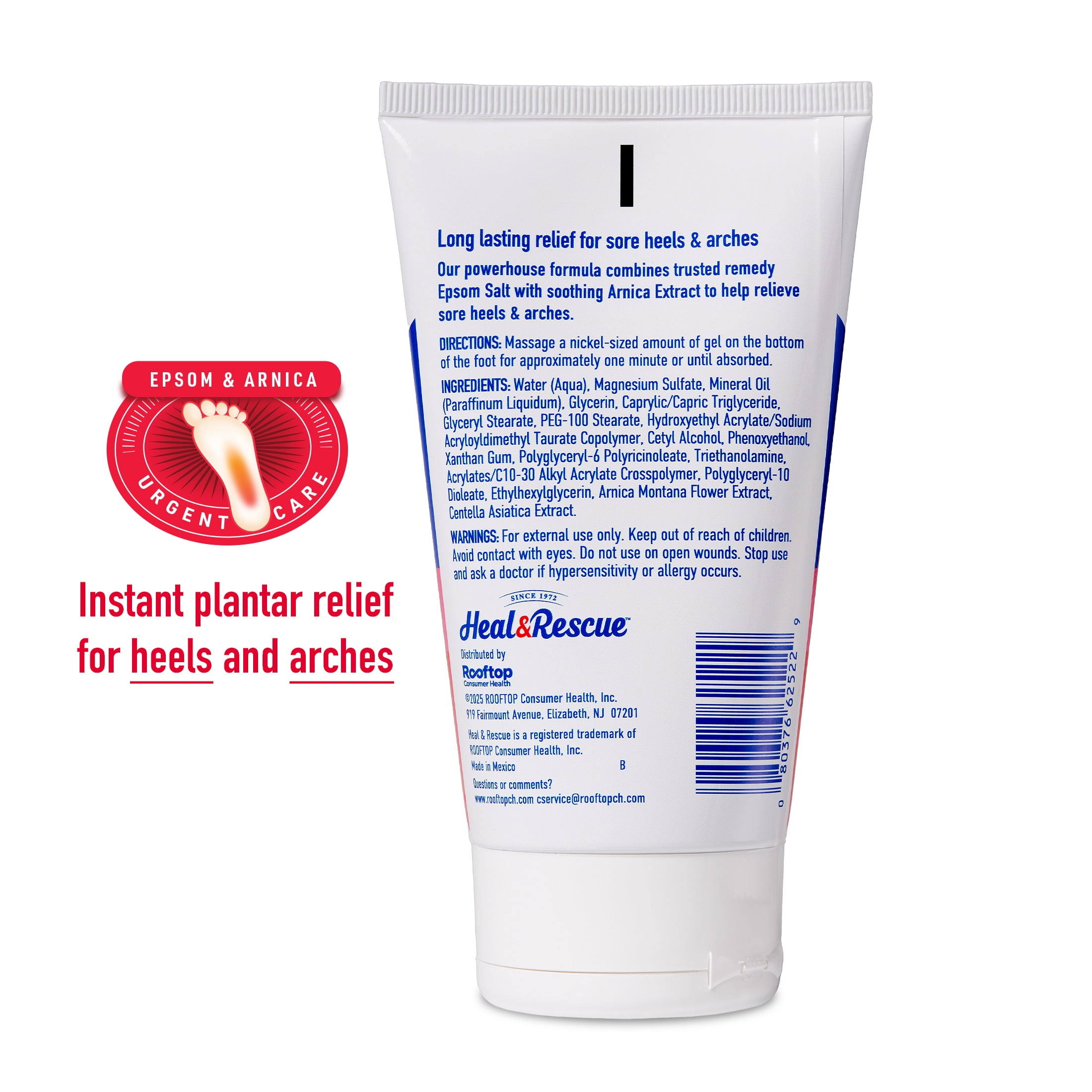 Heal & Rescue Plantar Fasciitis Relief Rub with Epsom and Arnica, 4 Fl oz