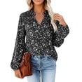thumbnail image 2 of Womens Long Sleeve Shirts Dot Print Summer 2026 Tops Dressy Casual V-Neck Blouses, 2 of 5