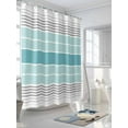 thumbnail image 3 of Fsddascl Turquoise Aqua Stripes Shower Curtain Set - 36" x 78" Washable Bathtub Curtain with 12 Hooks, Modern Gradient Minimalist Lines Waterproof Fabric Stall Shower Curtains for Bathroom/Bathtub, 3 of 6
