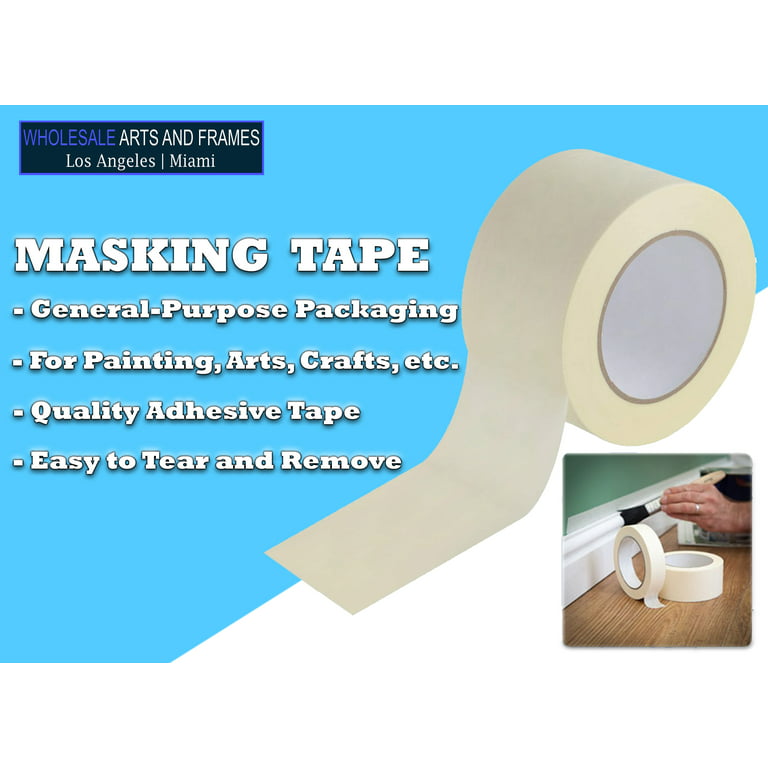 16 Rolls Utility Grade Masking Tape General Purpose 3 inch x 60 Yards 4.3 mil, Size: 3 x 60', White