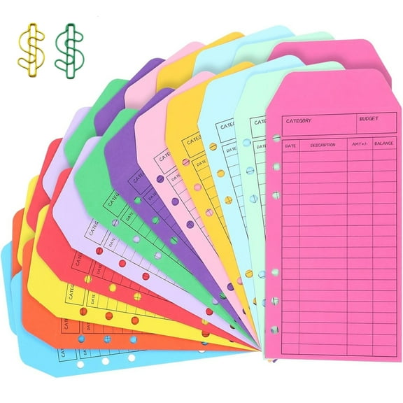 WuPing 24 Pcs Cash Envelopes for Budgeting, Multicolor Cardstock Budget Envelopes, Save Cashes Envelopes