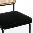 thumbnail image 4 of Zesthouse Rattan Dining Chairs Set of 2, Velvet Upholstered Dining Chairs with Cane Back and Metal Legs, Mid Century Modern Kitchen Side Chairs for Dining Living Room, Black, 4 of 10