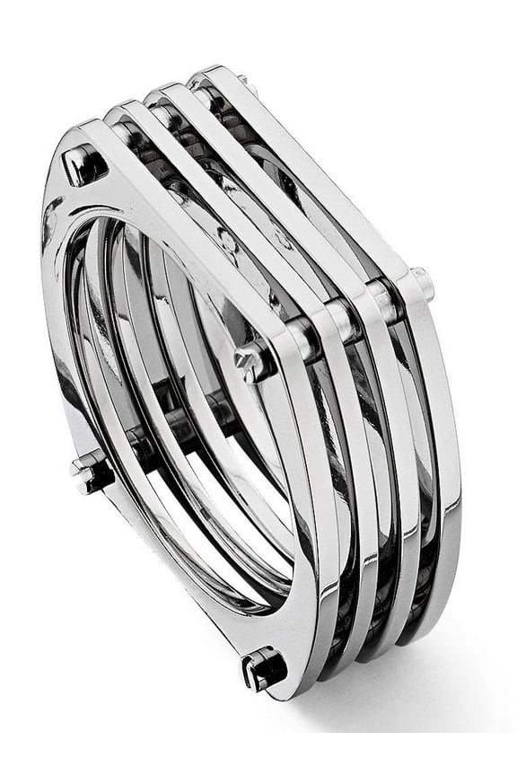 Titanium Mesh Men's 8mm High Polish Contemporary Wedding Band Ring Sz 8.0