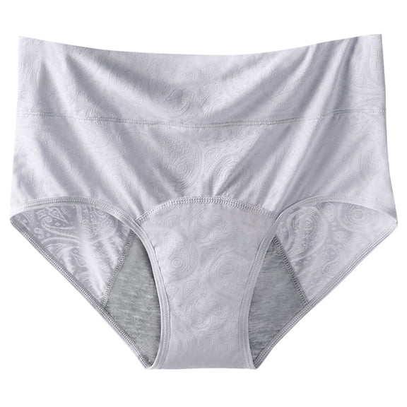 Minjewel Women's High Waisted Breathable Physiological Plus Size Menstrual Period Underwear, Hygiene Pants for Women, Comfortable Period Panties,Gray,M