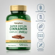 Super Cinnamon Biotin Chromium Complex Capsules 2500 mg | 120 Capsules | by Piping Rock