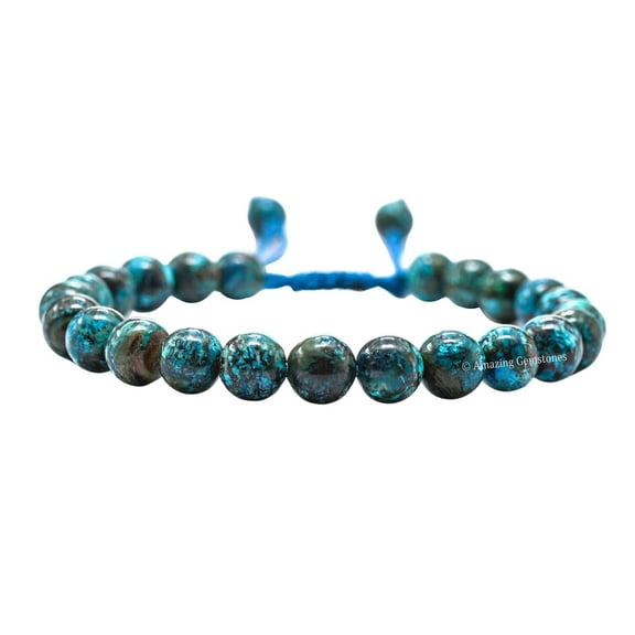 Chrysocolla Crystal Bracelet - 8mm Beaded Bracelet and Healing Stones