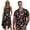 Blue Pattern, variant on Polynesian Hibiscus His and Hers Matching Outfits Plumeria Mens Button Up Shirt Loose Hawaiian Tops Size XS Lightweight Mens Short Sleeve Button Down Shirts