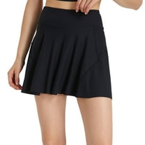 SWSMCLT Women's High Waisted Scooter Cute Skort Skirt Running Stretch Soft Summer Culottes Athletic Elastic Waist Black 4-6