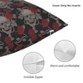 thumbnail image 3 of Yiaed Skull and Red Roses Print Pillow Covers Super Soft Decorative Square Throw Pillow Covers Case Cushion Covers for Sofa Couch Bedroom Car Decor（No pillow core）-26"x26", 3 of 7