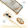 thumbnail image 5 of iPhone 12 Case with 360° Rotatable Ring Holder Magnetic Kickstand, Shiny Plating Gold Edge, Slim Soft TPU Shockproof Protective Cover for Women, Men, White, 5 of 14