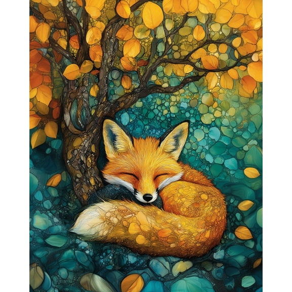 Paint by Numbers for Adults Kids Beginner Autumn Leaves Fox Sleep DIY Acrylic Painting by Numbers Kits with Brushes Acrylic Pigment Home Decoration Gifts 16 x 20 inch