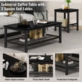 thumbnail image 6 of MOOSENG Coffee Table Set of 3, Industrial Vintage Wood Coffee Table with 2 Square End Side Tables, Easy Assembly Living Room Table Set for Offices, Living Rooms and Apartments, Black, 6 of 7