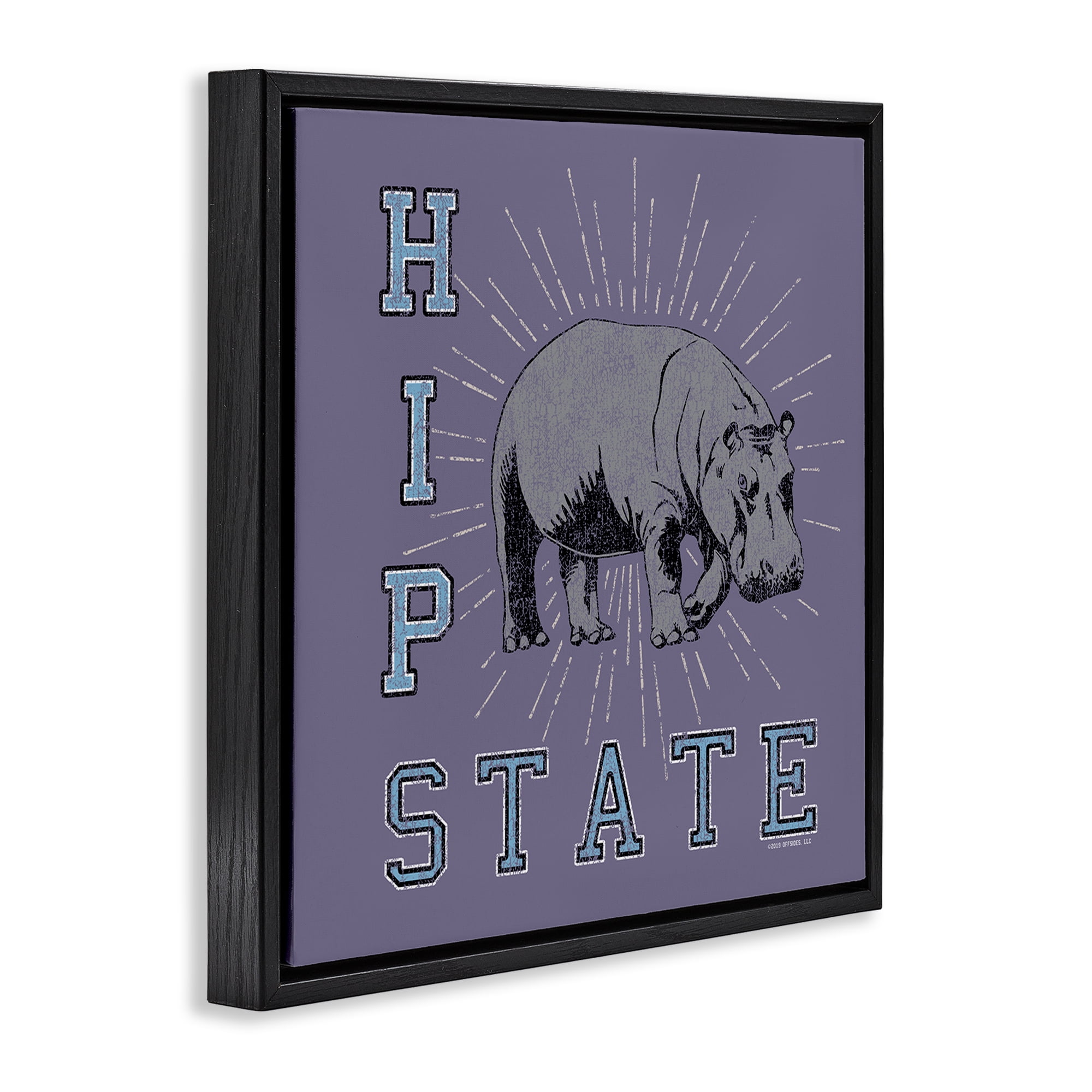 Stupell Industries Vintage Hippo State Novelty & Humor Painting Black Floater Framed Canvas Art Print Wall Art, 18 x 18