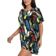 thumbnail image 2 of Fotbe Parrot Print Pajama Set for Women 2 Piece Loungewear Short Sleeve Tops and Shorts Set Soft Sleepwear-4X-Large, 2 of 7