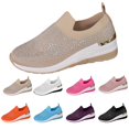 thumbnail image 4 of Willtoo Rhinestone Sneakers for Women 2026,Women's Rhinestone Mesh Slip-On Walking Orthopedic Shoes Fashion Breathable Spakle Glitter Sneaker Orthopedic Wedge Lightweight Shoes Khaki 7.5 Wide, 4 of 6