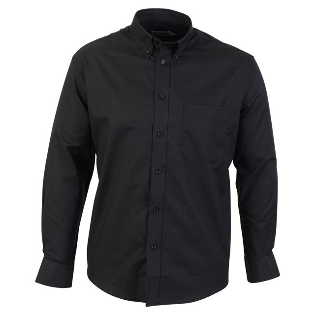 Absolute Apparel - Camisa de manga larga estilo Oxford para hombre (Negro)