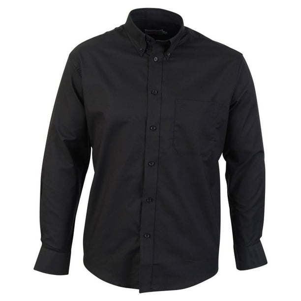 Absolute Apparel - Camisa de manga larga estilo Oxford para hombre (Negro)