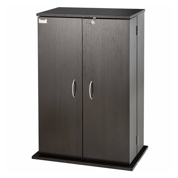 CD DVD Storage Cabinet, 576 Capacity Media Shelf, 4 Layer Adjustable Shelves, Organizer for Movies, Music, Games, Nut-brown