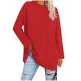 thumbnail image 2 of Long Sleeve Solid Color Shirts for Women Crew Neck Womens Shirts Basic Autumn Winter Essential Effortless Daily Outfit Seamless Base Layering Shirts Plus Size Available, 2 of 7