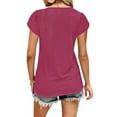 thumbnail image 3 of Franhais Women's Summer Blouse, Casual Classic Short Sleeve Lace V Neck Solid Color Loose Fit Tops, 3 of 5