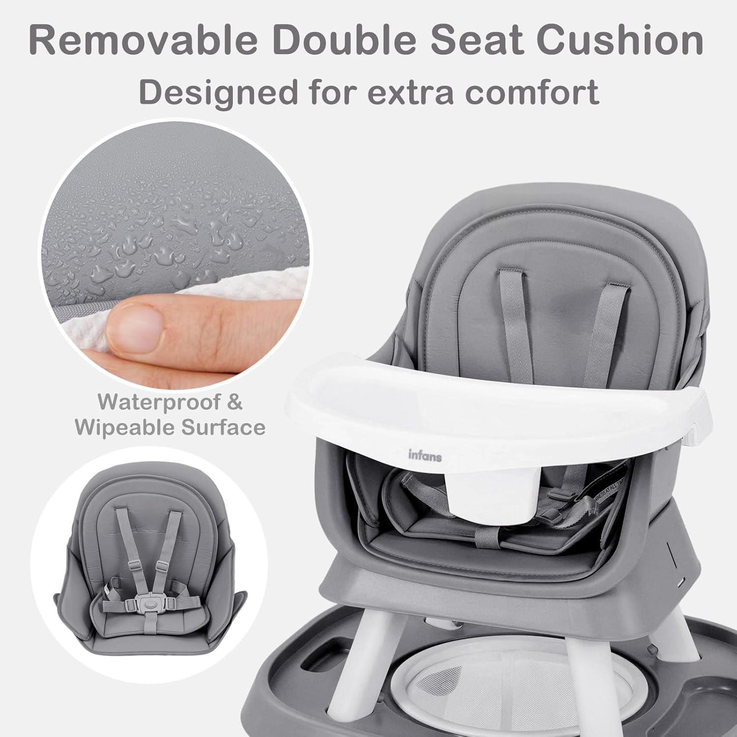 INFANS 9 in 1 High Chair, Convertible Baby Highchair for Babies and Toddlers, Table and Chair Set Building Block Infant Dining Booster Seat, Kids Stool with Activity Children Play Kitchen