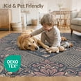 thumbnail image 4 of ODIKA 8'x10' Washable Area Rug Floral Medallion With Vintage Scroll Border And Trellis Mauve Rose Refined for Dining Room, Large Office, Lounge, Non-Slip Chair-Friendly Mat, 4 of 7